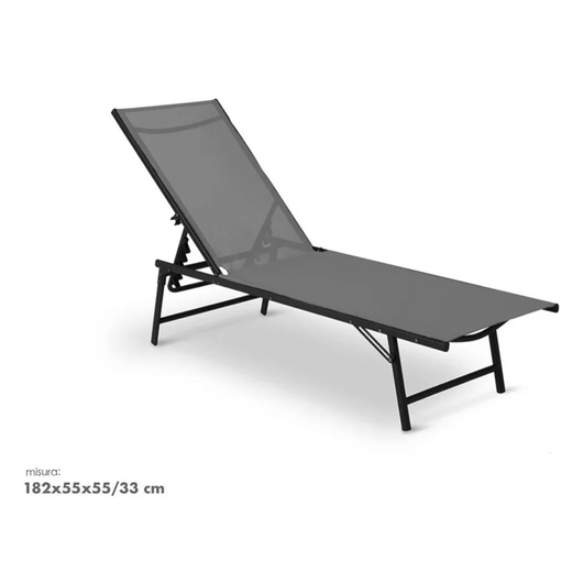 Trade Shop - Lettino Sdraio Mare Prendisole Reclinabile Pieghevole Praiano Piscina Sedia In Textilene - Grigio