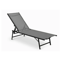 Trade Shop - Lettino Sdraio Mare Prendisole Reclinabile Pieghevole Praiano Piscina Sedia In Textilene - Grigio