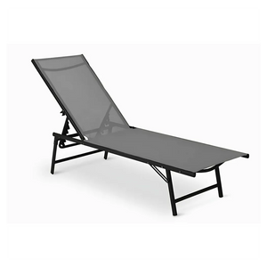 Trade Shop - Lettino Sdraio Mare Prendisole Reclinabile Pieghevole Praiano Piscina Sedia In Textilene - Grigio