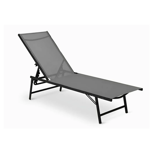 Trade Shop - Lettino Sdraio Mare Prendisole Reclinabile Pieghevole Praiano Piscina Sedia In Textilene - Grigio