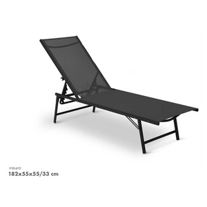 Trade Shop - Lettino Sdraio Mare Prendisole Reclinabile Pieghevole Praiano Piscina Sedia In Textilene - Nero