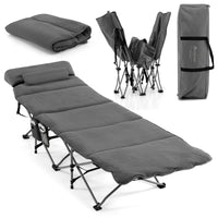 Lettino da campeggio pieghevole da viaggio, Lettino con borsa da trasporto materasso e cuscino rimovibili Grigio-Letti e sacchi a pelo