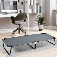 Lettino da campeggio pieghevole con telaio in metallo piedini antiscivolo, Lettino 191cm leggero Grigio-Letti e sacchi a pelo