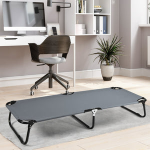 Lettino da campeggio pieghevole con telaio in metallo piedini antiscivolo, Lettino 191cm leggero Grigio-Letti e sacchi a pelo
