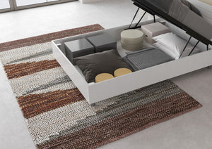 Letto 1 Piazza e Mezzo 120x190 cm con Rete e Contenitore Demas Testata Inclinata Bianco Frassino