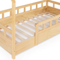 IDMarket - Letto a capanna per bambini 80 x 160 CM in legno con base e sponde NEREE