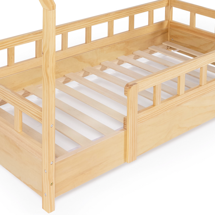 IDMarket - Letto a capanna per bambini 80 x 160 CM in legno con base e sponde NEREE