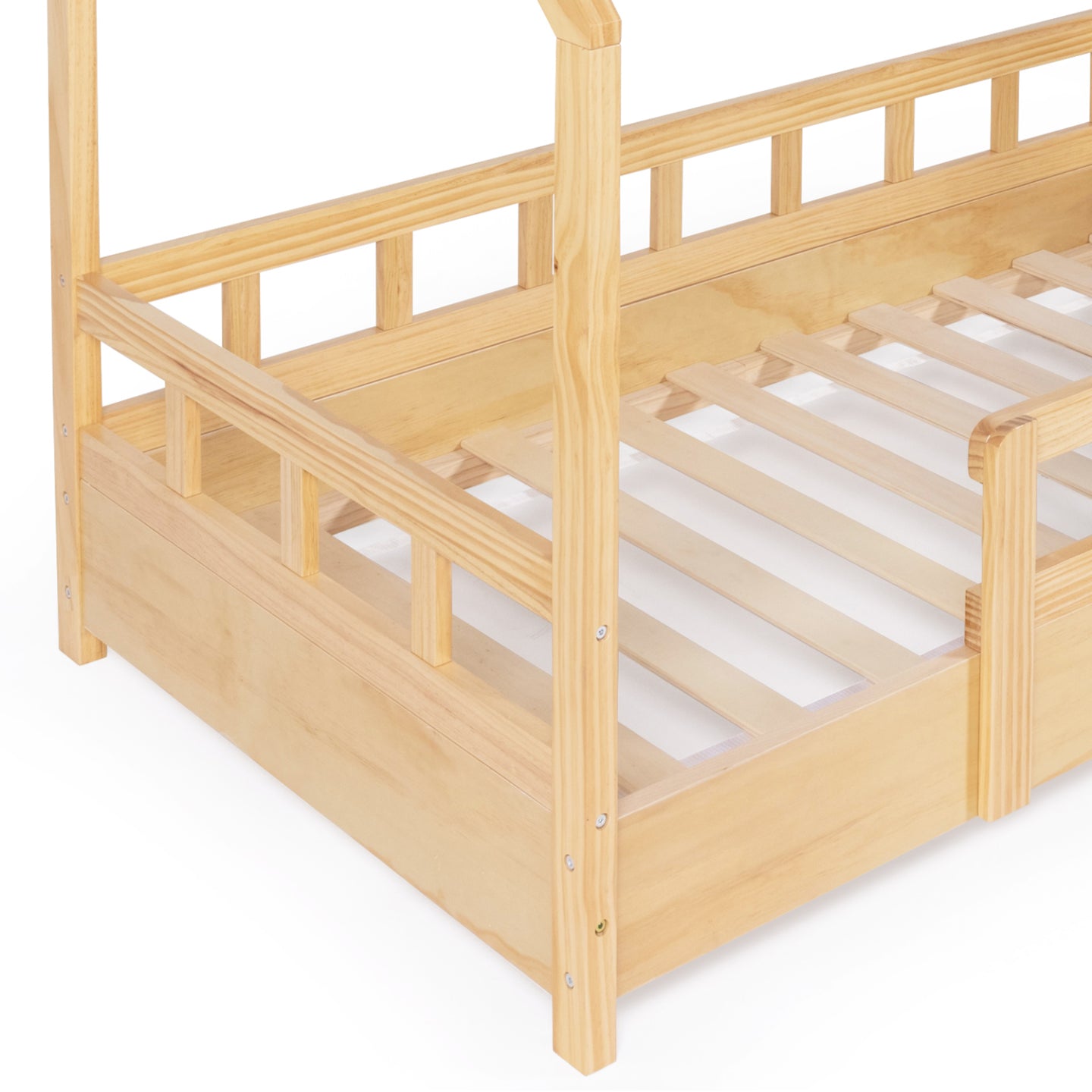 IDMarket - Letto a capanna per bambini 80 x 160 CM in legno con base e sponde NEREE