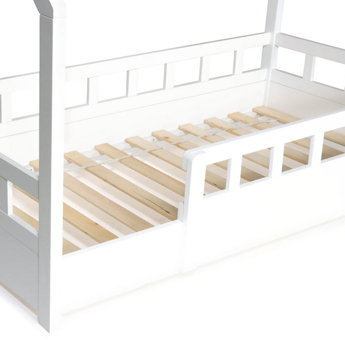 IDMarket - Letto a capanna per bambini 80 x 160 CM NEREE bianco con struttura letta e sponde