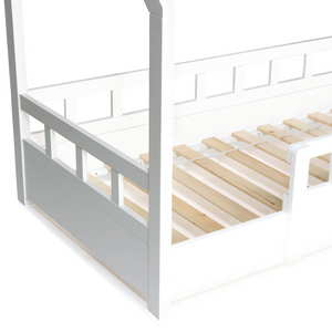 IDMarket - Letto a capanna per bambini 80 x 160 CM NEREE bianco con struttura letta e sponde