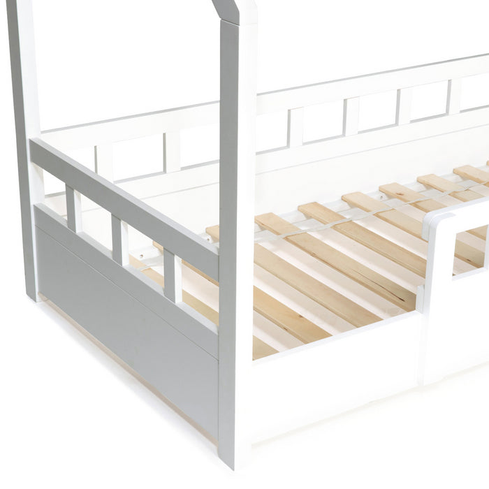 IDMarket - Letto a capanna per bambini 80 x 160 CM NEREE bianco con struttura letta e sponde