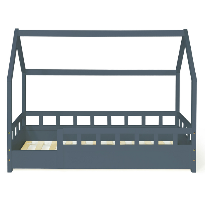 IDMarket - Letto a capanna per bambini 80 x 160 CM NEREE grigio con struttura letta e sponde