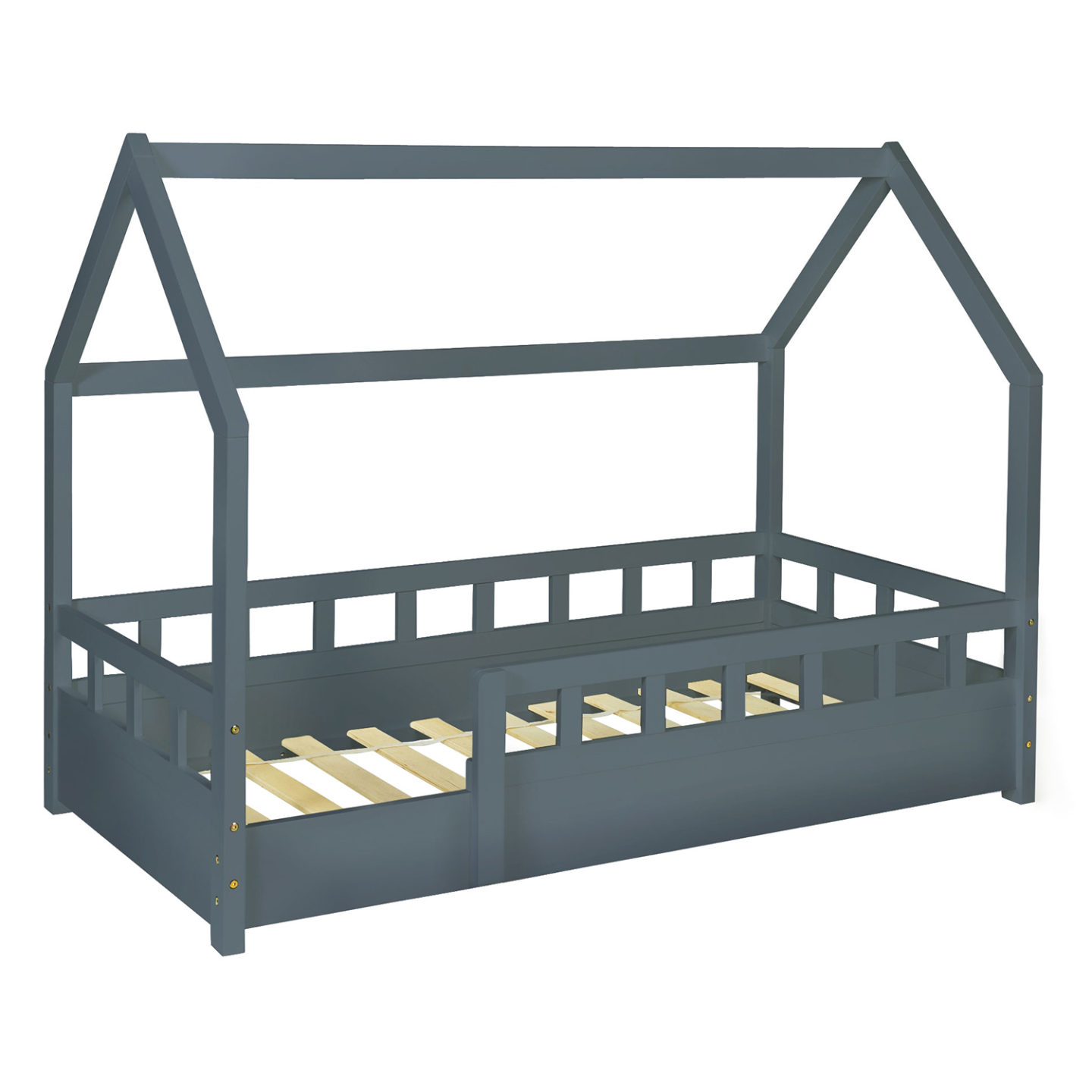 IDMarket - Letto a capanna per bambini 80 x 160 CM NEREE grigio con struttura letta e sponde