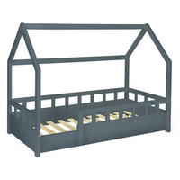 IDMarket - Letto a capanna per bambini 80 x 160 CM NEREE grigio con struttura letta e sponde