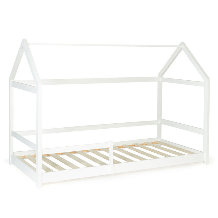 IDMarket - Letto a capanna per bambini NESSI 90 x 190 cm, bianco, con rete a doghe e sponde
