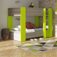 Letto a castello 2087 rovere grigio e lime 196.5x108x5x145.6H