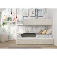 Letto a castello bianco consumato e bianco con cassettoni estraibili