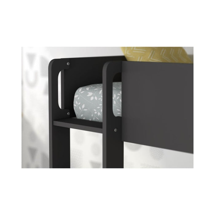 Letto a castello rovere e antracite con armadio 2 ante e cassetti