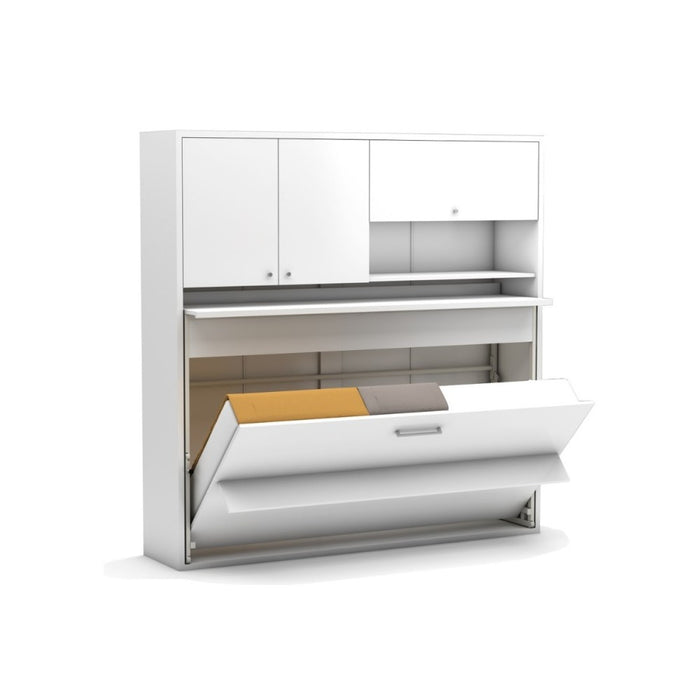 Letto a scomparsa singolo con scrivania estraibile Nitro bianco 207x35x208H