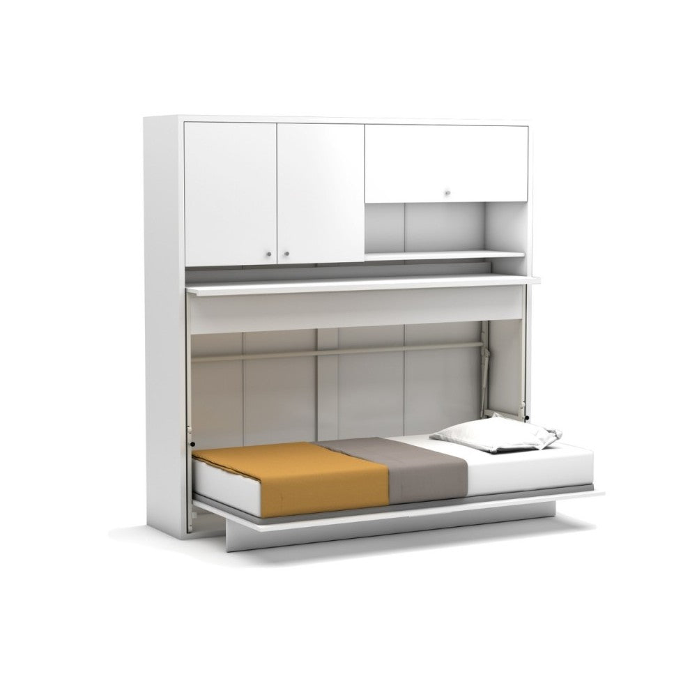 Letto a scomparsa singolo con scrivania estraibile Nitro bianco 207x35x208H