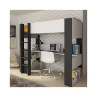 Letto a soppalco antracite e bianco con scrivania 1651