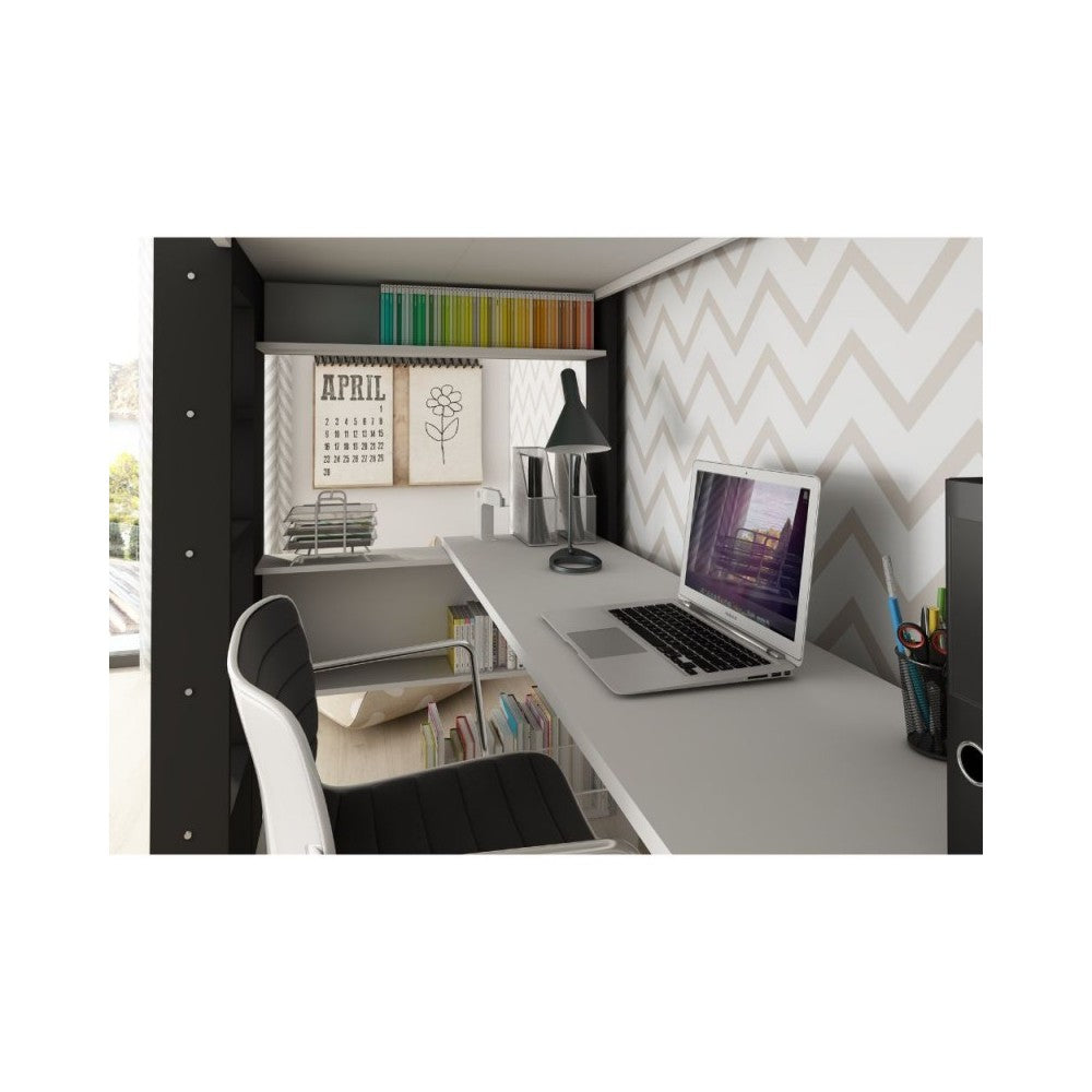 Letto a soppalco antracite e bianco con scrivania 1651