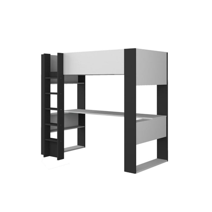 Letto a soppalco antracite e bianco con scrivania 1651