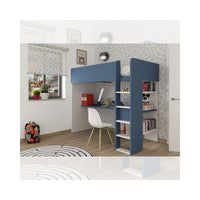 Letto a soppalco azzurro e bianco con scrivania 2276