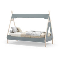 Letto a tenda singolo Nora verde petrolio e bianco 205,6x104,1x162,4 – Un rifugio da sogno per grandi avventure