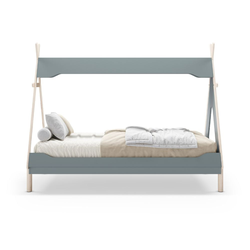 Letto a tenda singolo Nora verde petrolio e bianco 205,6x104,1x162,4 – Un rifugio da sogno per grandi avventure