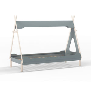 Letto a tenda singolo Nora verde petrolio e bianco 205,6x104,1x162,4 – Un rifugio da sogno per grandi avventure