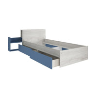 Letto con comodino estraibile 1660 colore bianco celeste