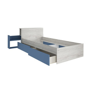 Letto con comodino estraibile 1660 colore bianco celeste