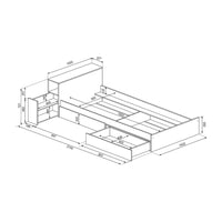 Letto con comodino estraibile 1660 colore bianco celeste