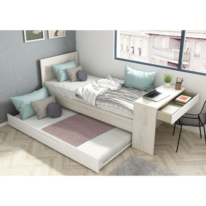 Letto con scrivania integrata e letto estraibile colore bianco vintage e bianco 1950