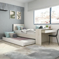 Letto con scrivania integrata e letto estraibile colore bianco vintage e bianco 1950