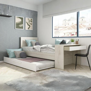 Letto con scrivania integrata e letto estraibile colore bianco vintage e bianco 1950