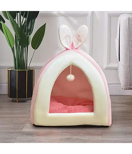 Trade Shop - Letto Cuscino Cuccia Per Gatti Animali Taglia M Coniglio Rosa 33 X 33 X 36 Cm -