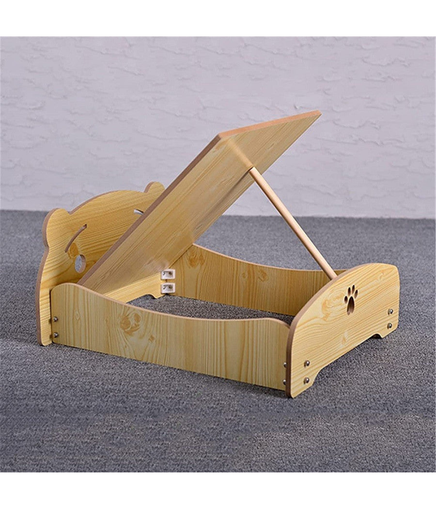 Letto Cuscino Per Cani Gatti Animali Domestici Durevole In Legno 47 X 42 X 23cm         