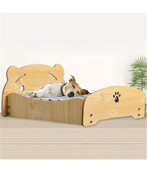 Trade Shop - Letto Cuscino Per Cani Gatti Animali Domestici Durevole In Legno 68 X 55 X 23 Cm -