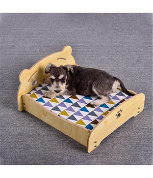 Trade Shop - Letto Cuscino Per Cani Gatti Animali Domestici Durevole In Legno 68 X 55 X 23 Cm -