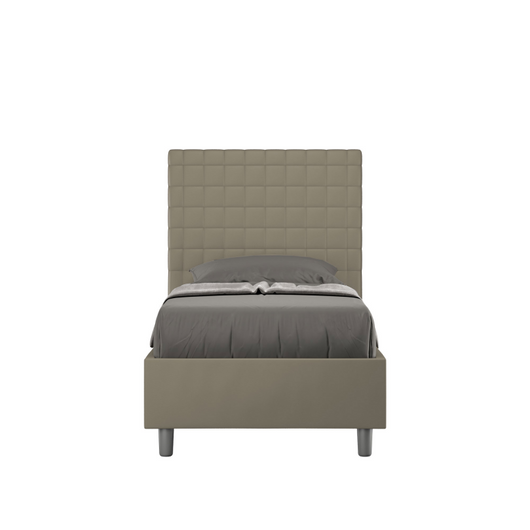 Letto imbottito Singolo 80x190 cm Sunny - Similpelle,Cappuccino,Contenitore