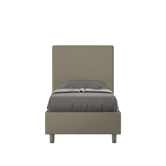 Letto imbottito Singolo 80x210 cm Focus - Similpelle,Cappuccino,Con rete