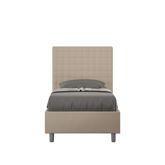 Letto imbottito Singolo 80x210 cm Sunny - Similpelle,Senza rete,Tortora