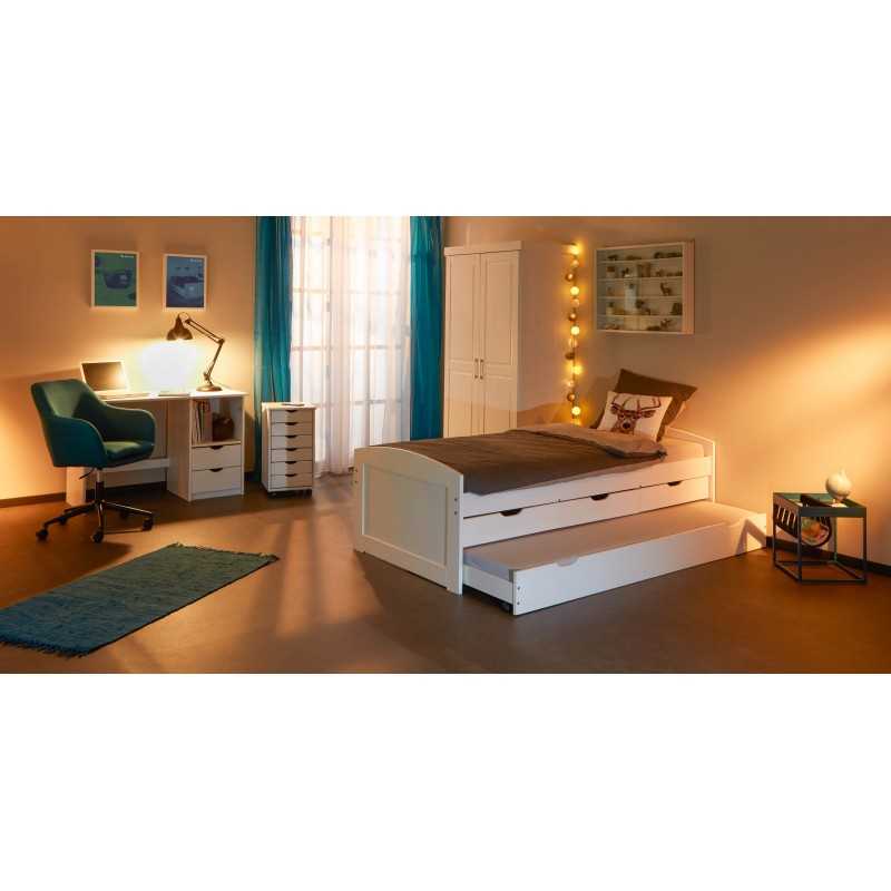 Letto Inter Link con cassetti contenitore e secondo letto inferiore ad estrazione dim. 98x195x63h