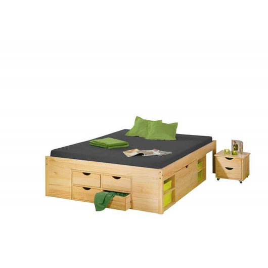Letto Inter Link con contenitori e comodino con ruote Dim. 146x209x47,5h