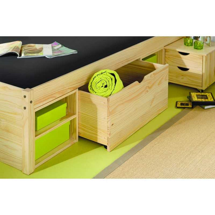 Letto Inter Link con contenitori e comodino con ruote Dim. 146x209x47,5h