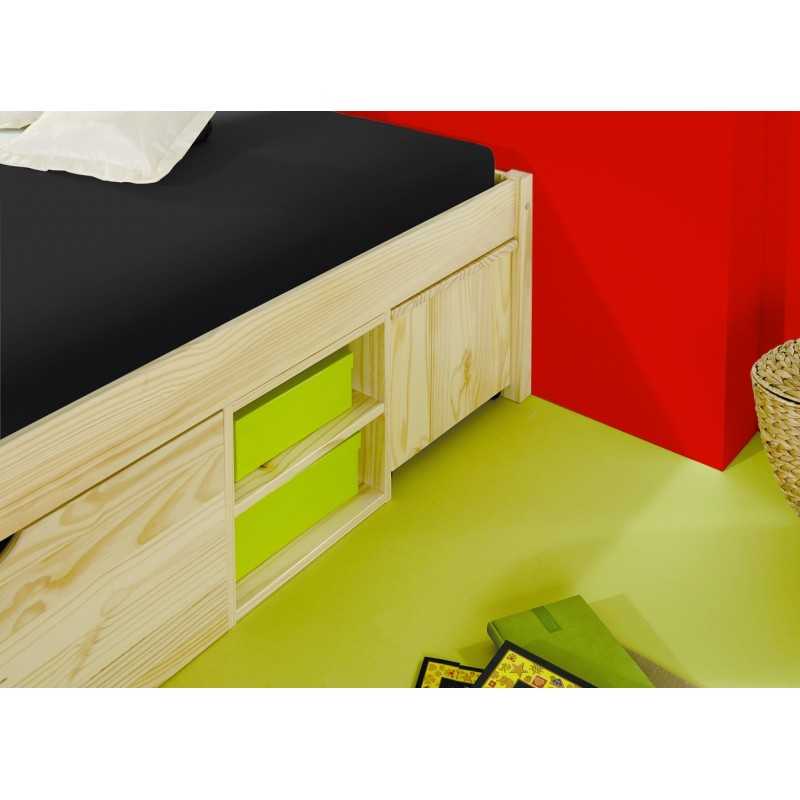 Letto Inter Link con contenitori e comodino con ruote Dim. 146x209x47,5h