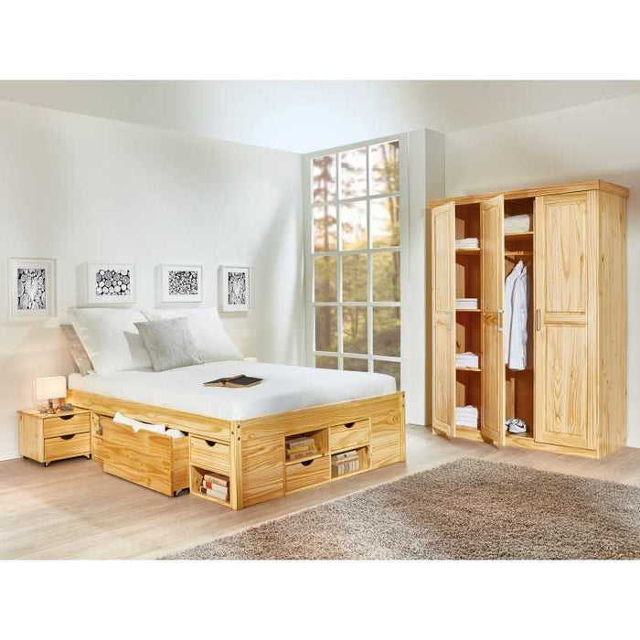 Letto Inter Link con contenitori e comodino con ruote Dim. 166,5x209x47,5h