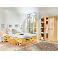 Letto Inter Link con contenitori e comodino con ruote Dim. 186,5x209x47,5h